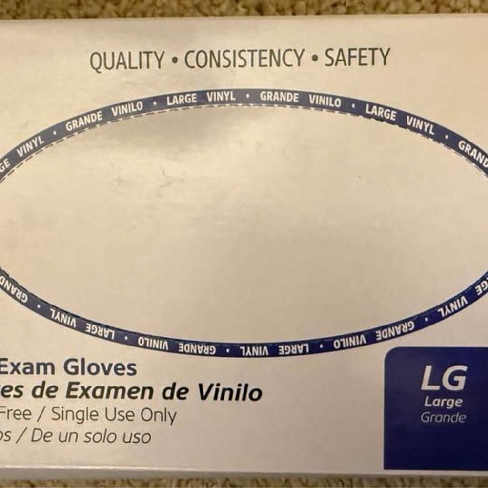 Vinyl gloves. Size large